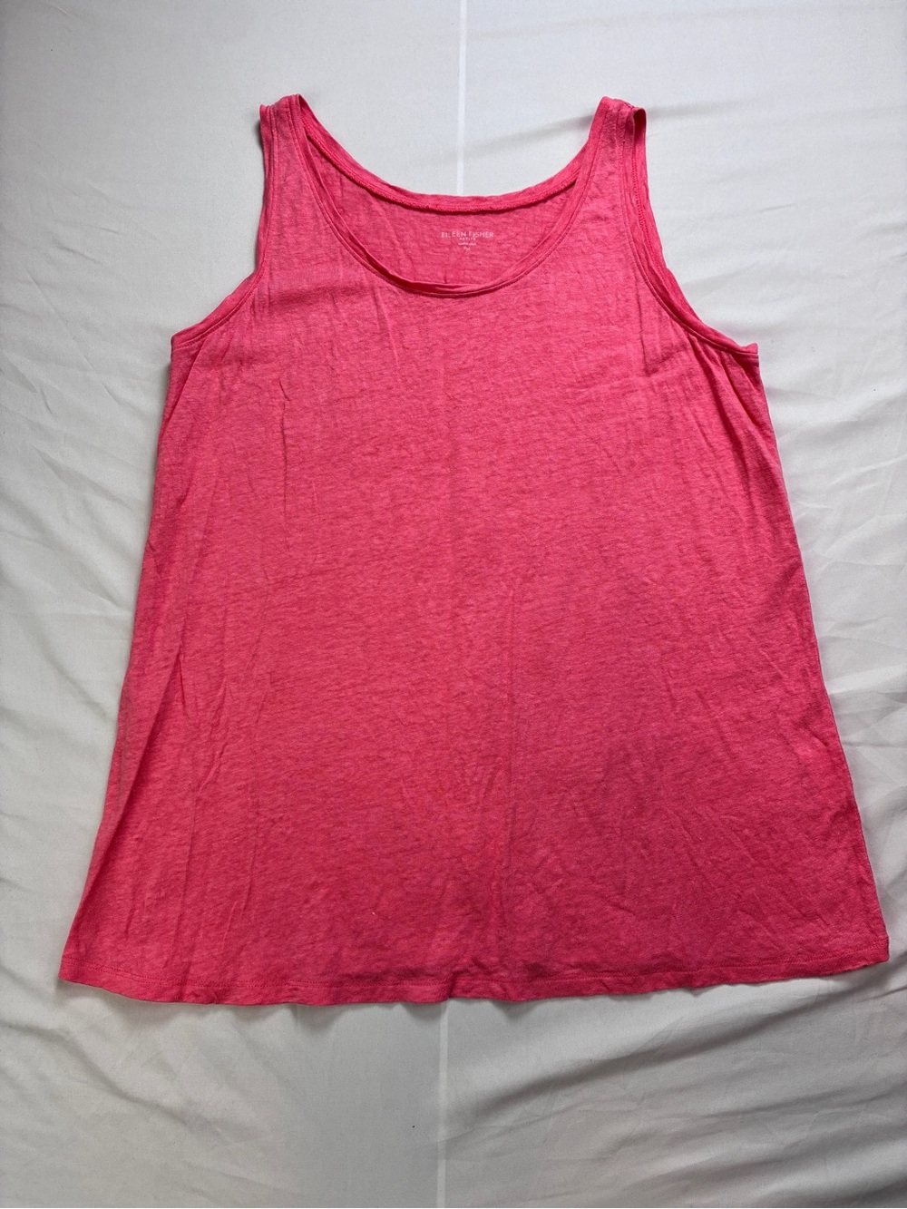 Eileen Fisher sz PM Linen Lightweight Pink Tank Top w Scoop Neck Petite Salmon